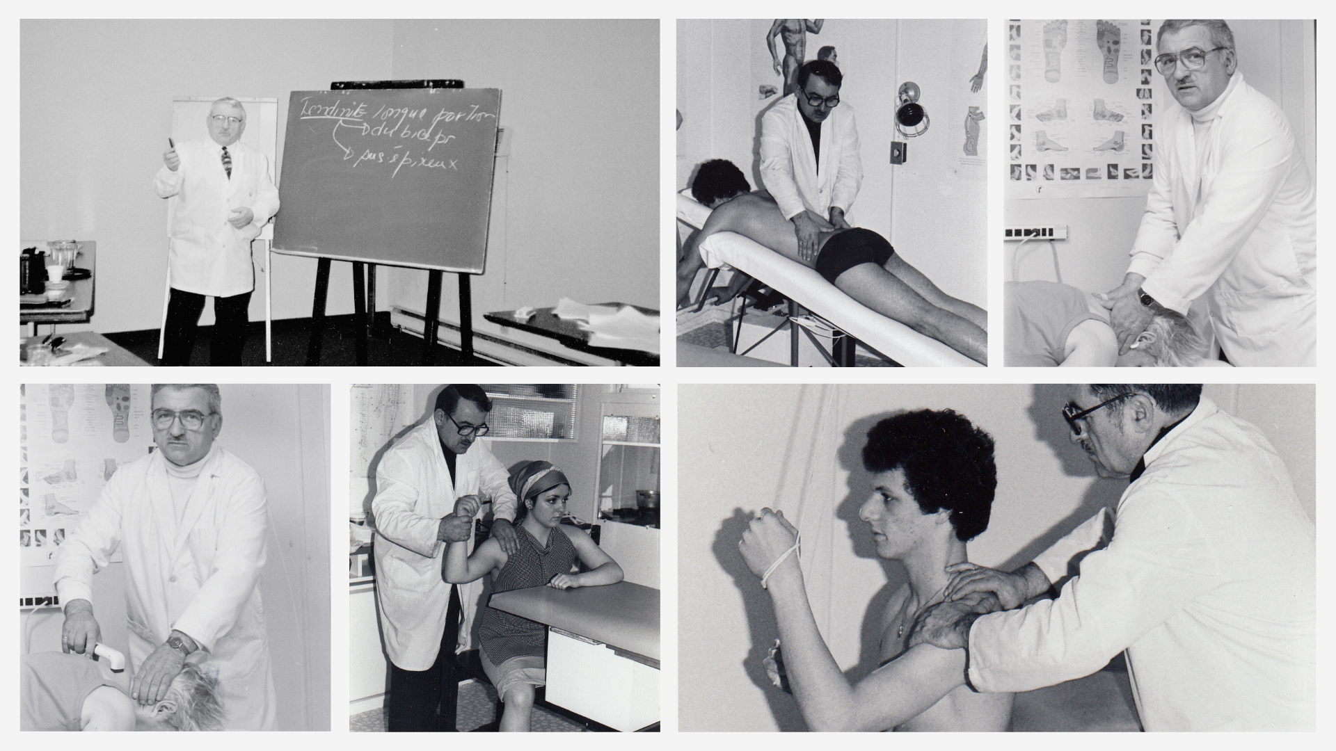 Montage photo de M. Paré en pratique dans les années 70